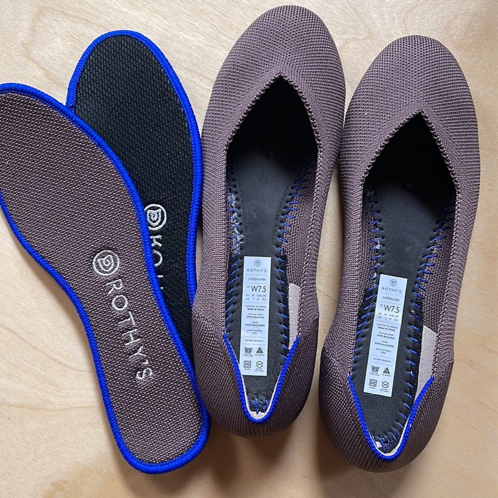 Retired Mink Mauve Purple Brown Neutral Rothys Flat Shoes Size 7.5 - Picture 5 of 5